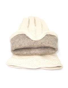 Guanti In Nappa Foderato Cashmere Panna - immagine 4