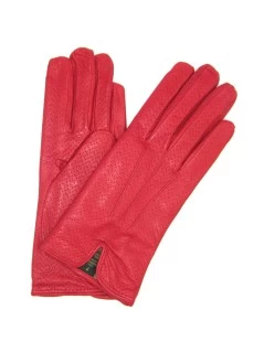 Guanti In Nappa Foderato Cashmere Rosso