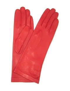 Guanto Nappa 4bt Foderato Seta Rosso