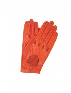 Guanto Guida In Nappa Sfoderato Dita Intere Arancio Scuro