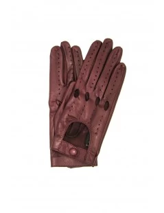 Guanto Guida In Nappa Sfoderato Dita Intere Bordeaux