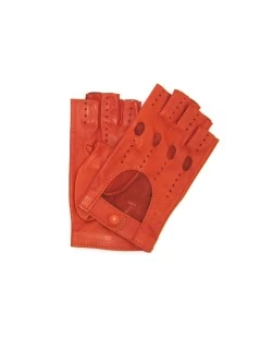 Guanto Guida In Nappa Sfoderato 1/2 Dita Arancio Scuro