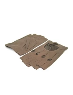 Guanto Guida In Nappa Sfoderato 1/2 Dita Fango - immagine 3