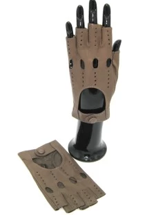 Guanto Guida In Nappa Sfoderato 1/2 Dita Fango - immagine 4