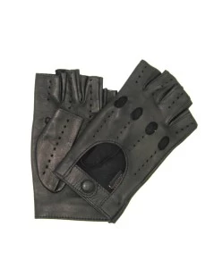 Guanto Guida In Nappa Sfoderato 1/2 Dita Nero