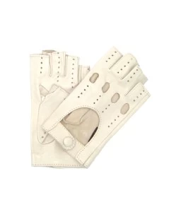 Guanto Guida In Nappa Sfoderato 1/2 Dita Panna