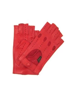 Guanto Guida In Nappa Sfoderato 1/2 Dita Rosso