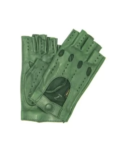 Guanto Guida In Nappa Sfoderato 1/2 Dita Verde Oliva