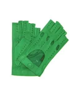Guanto Guida In Nappa Sfoderato 1/2 Dita Verde Smeraldo