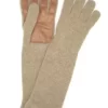Guanto In 100% Cashmere 4bt Con Palmo In Nappa Taupe/Tan