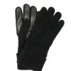 Guanto In 100% Cashmere 2bt Con Palmo In Nappa Nero