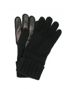 Guanto In 100% Cashmere 2bt Con Palmo In Nappa Nero