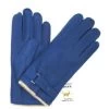 Guanto In Cervo Fod. Cashmere Con Cinturino Blu Inchiostro
