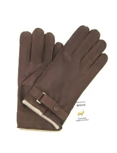 Guanto In Cervo Fod. Cashmere Con Cinturino Cork