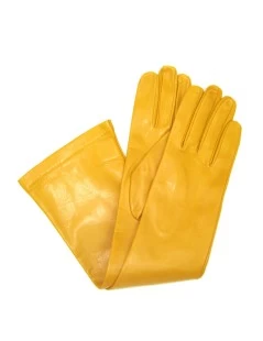 Guanto In Nappa 10bt Foderato Seta Senape