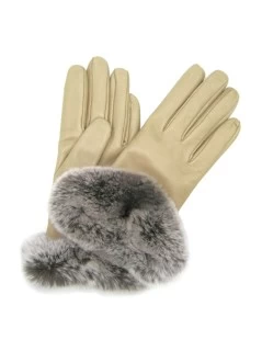Guanto In Nappa 2bt Con Bordo Rex ,fodera Cashmere Toupe