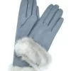 Guanto In Nappa 4bt Con Risvolto In Visone Grigio Perla