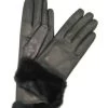 Guanto In Nappa 4bt Con Risvolto In Visone Nero