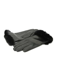 Guanto In Nappa 4bt Con Risvolto In Visone Nero - immagine 3