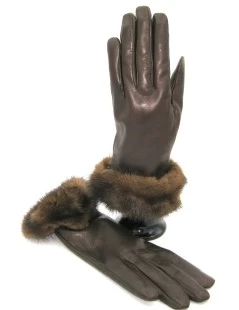 Guanto In Nappa 4bt Con Risvolto In Visone T.Moro - immagine 4