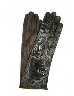 Guanto In Nappa 4bt Foderato Seta In Vernice T.Moro