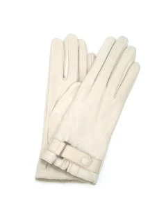 Guanto In Nappa Con Cinturino Al Polso Fod. Cashm. Panna