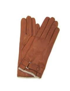 Guanto In Nappa Con Cinturino Al Polso Fod. Cashm. Tan