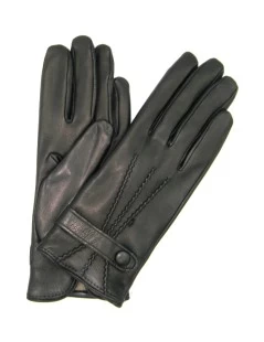 Guanto In Nappa Con Cinturino Fodera Cashmere Nero