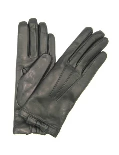 Guanto In Nappa Con Fiocchetto Sul Polso Nero