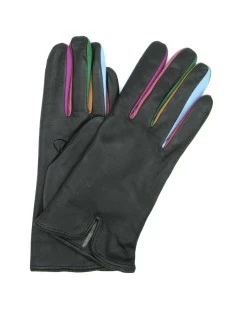 Guanto In Nappa Con Forchetta Multicolor Nero