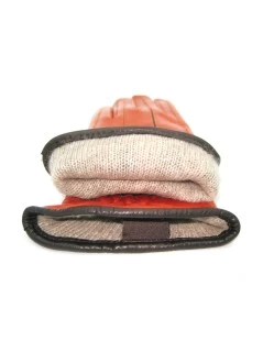 Guanto In Nappa Con Intarsi A Contrasto Arancio/Moro - immagine 4