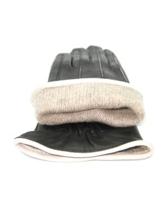 Guanto In Nappa Con Intarsi A Contrasto Nero/Panna - immagine 4