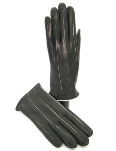 Guanto In Nappa Con Intarsi A Contrasto Nero/Panna - immagine 5