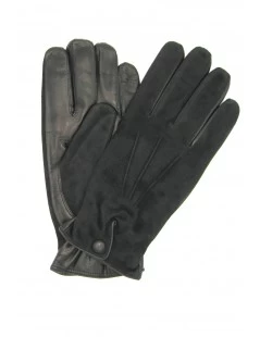 Guanto In Nappa E Camoscio Con Bottoncino Nero