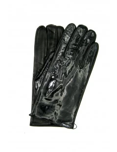 Guanto In Nappa Foderato Seta In Vernice Nero