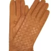 Guanto In Nappa Intrecciato Fodera Cashmere Tan