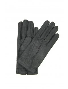 Guanto In Peccary Sfoderato Cucito A Mano Nero