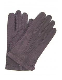 Guanto In Peccary Sfoderato Cucito A Mano Viola Scuro