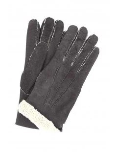 Guanto In Pelle Di Montone Nero
