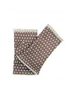 Guanto Manicotto In Nappa Stampa Pois Foderato Cashmere Tan