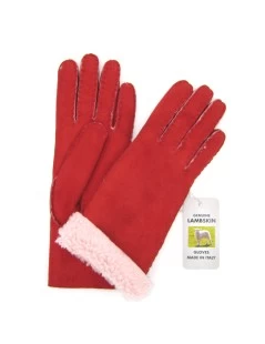 Guanto Montone Cucito A Mano Rosso