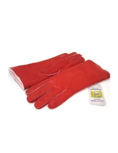 Guanto Montone Cucito A Mano Rosso - immagine 3