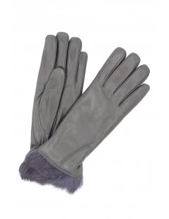 Guanto Nappa Foderato Lapin In Tinta Grigio Scuro