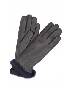 Guanto Nappa Foderato Lapin In Tinta Navy