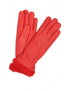 Guanto Nappa Foderato Lapin In Tinta Rosso