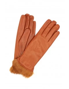 Guanto Nappa Foderato Lapin In Tinta Tan