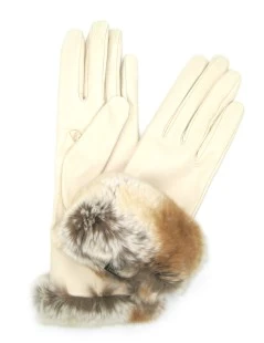 Guanto Nappa Con Risvolto Rex ,fodera Cashmere. Panna