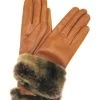 Guanto Nappa Con Risvolto Rex ,fodera Cashmere. Tan