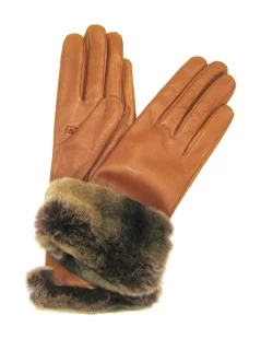 Guanto Nappa Con Risvolto Rex ,fodera Cashmere. Tan