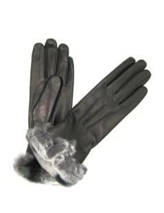 Guanto Nappa Fodera Cashmere Bordo Rex Nero